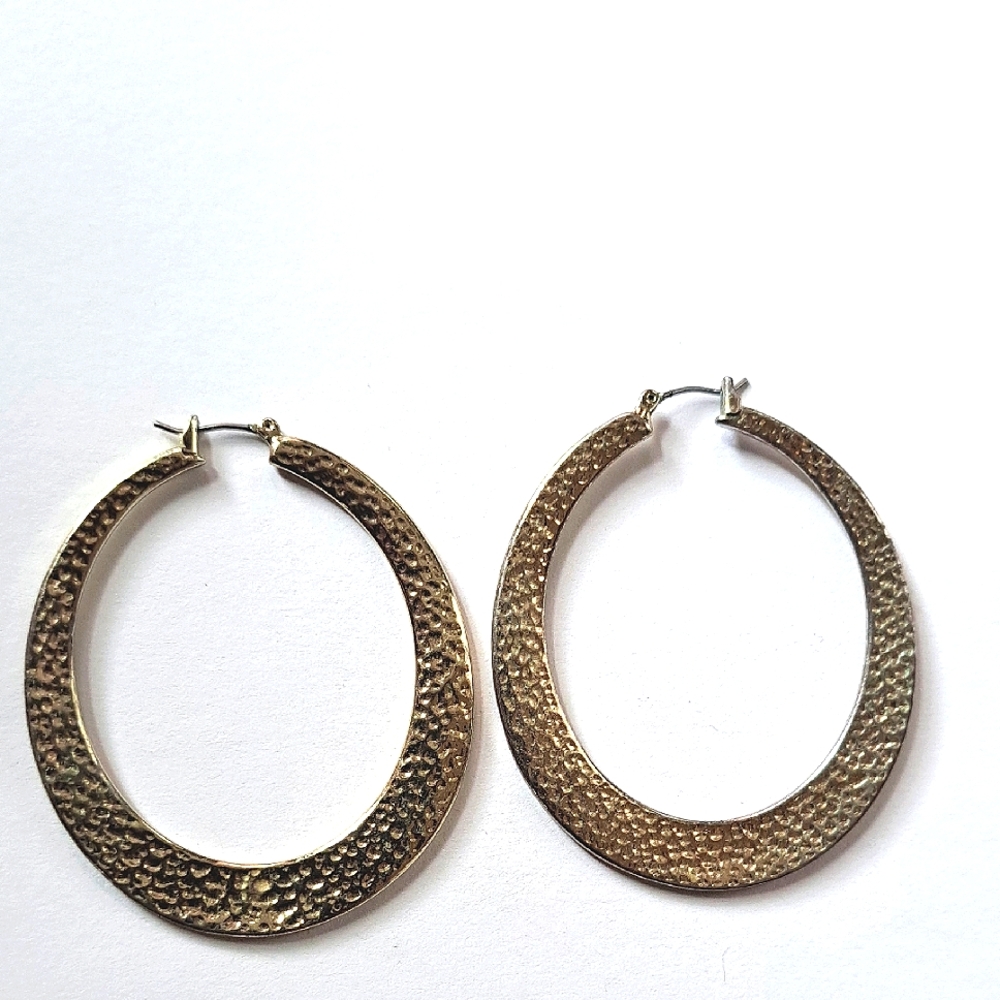 Elegant Vintage Designer Signed Gold Hoop Earrings